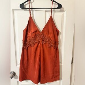 4si3nna Wine Spaghetti Strap Lace Romper Size large
